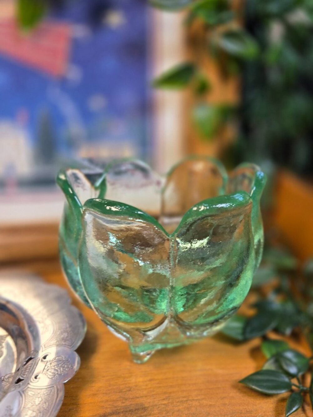 EcoGlass Spain Recycled Glass Flower Candle Holder